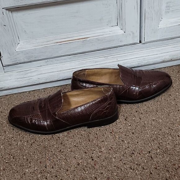 Men's Pair Of Stacy Adams Snake Skinned Dress Shoes - Picture 6 of 13